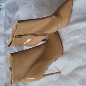 Simmi London Ankle Patent Leather Boots Size 7 Tan